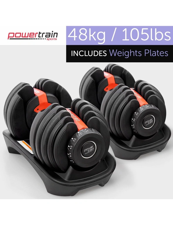 48kg Powertrain Adjustable Dumbbell Home Gym Set, hi-res image number null