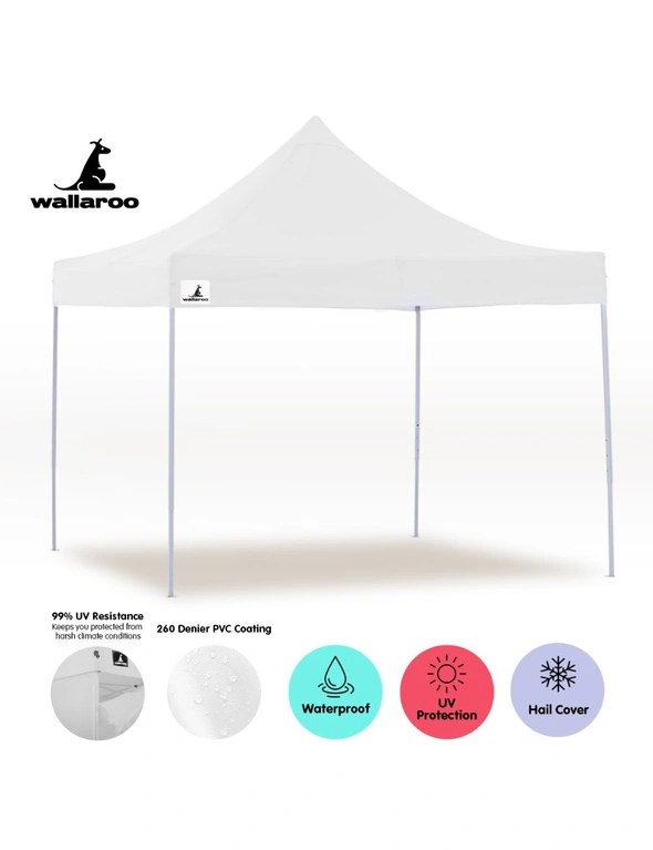 Gazebo Tent Marquee 3x3 PopUp Outdoor Wallaroo White, hi-res image number null