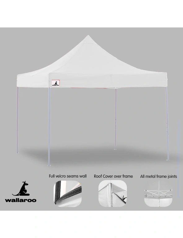 Gazebo Tent Marquee 3x3 PopUp Outdoor Wallaroo White, hi-res image number null