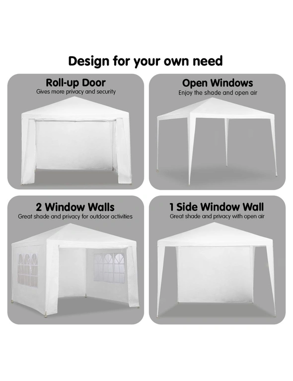 3x3m Wallaroo Outdoor Party Wedding Event Gazebo Tent - White, hi-res image number null
