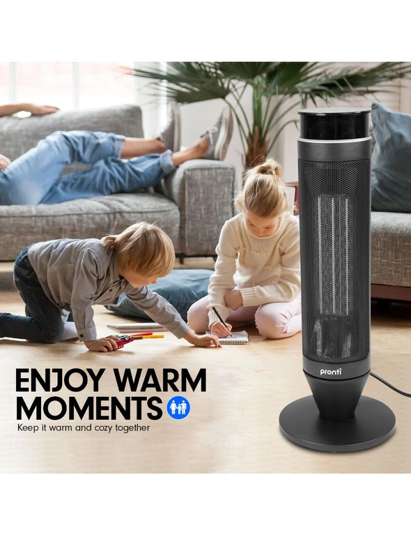 Pronti Electric Tower Heater 2000W Remote Portable - Black, hi-res image number null