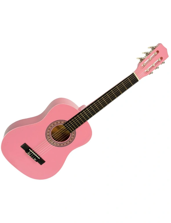 Childrens Guitar Karrera 34in Acoustic Wooden - Pink, hi-res image number null
