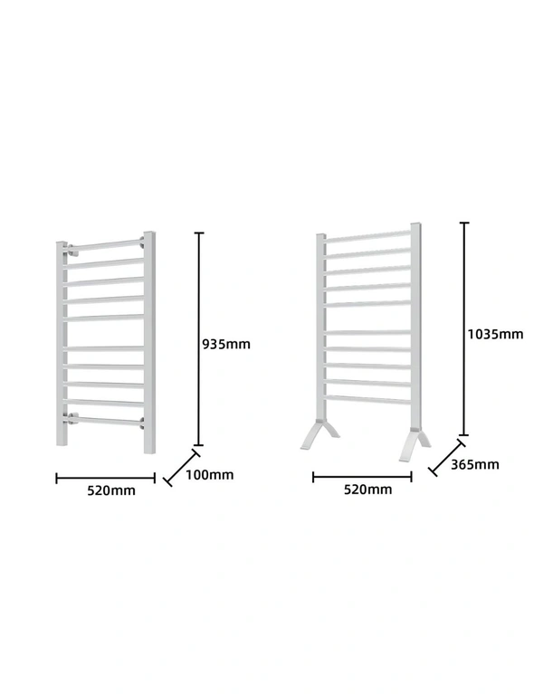 Pronti Heated Towel Rack Electric Rails Warmer 160 Watt- Silver, hi-res image number null