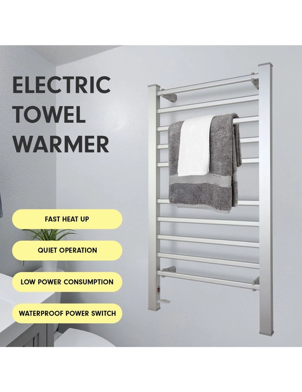Pronti Heated Towel Rack Electric Rails Warmer 160 Watt- Silver, hi-res image number null