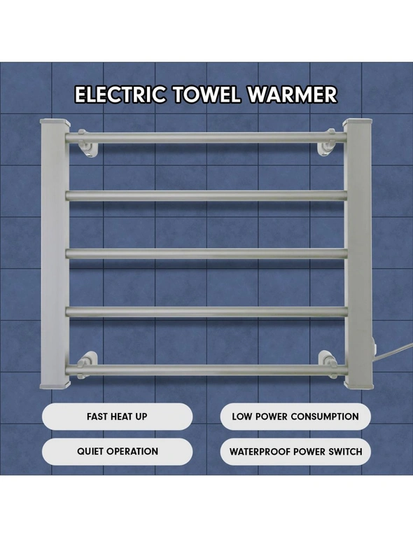 Pronti Heated Towel Rack Electric Bathroom Towel Rails EV-90- Silver, hi-res image number null