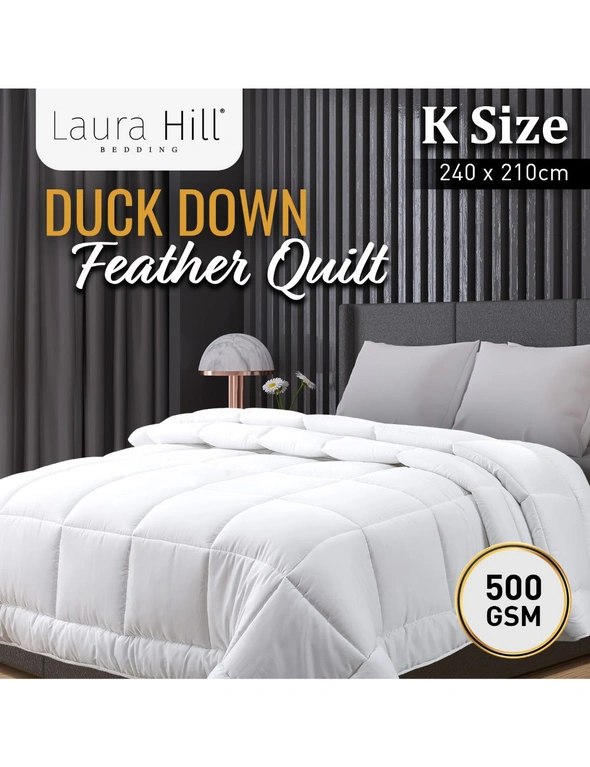 Laura Hill 500GSM Duck Down Feather Quilt Comforter Doona, hi-res image number null