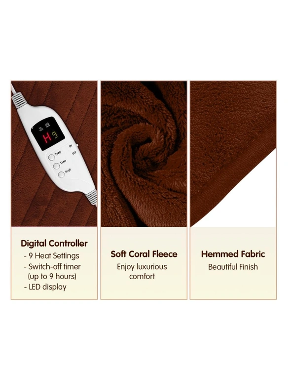 Laura Hill Heated Electric Blanket Throw Rug Coral Warm Fleece, hi-res image number null