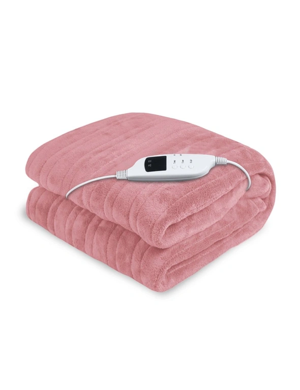 Laura Hill Heated Electric Blanket Throw Rug Coral Warm Fleece, hi-res image number null
