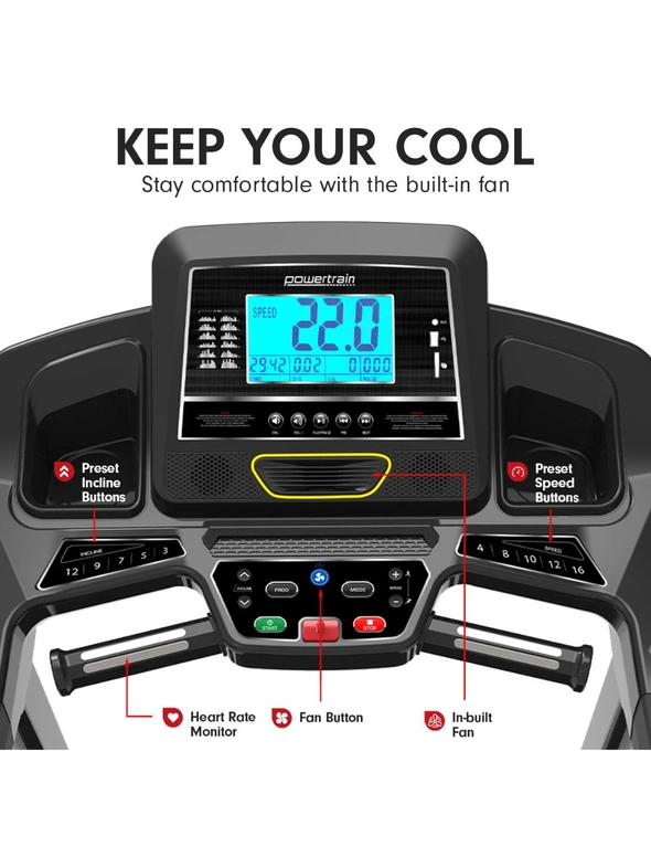 Powertrain K2000 Treadmill w/ Fan & Auto Incline Speed 22km/h, hi-res image number null