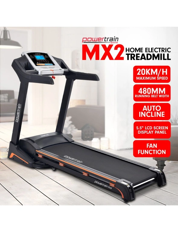 Powertrain MX2 Foldable Home Treadmill Auto Incline Cardio Running, hi-res image number null