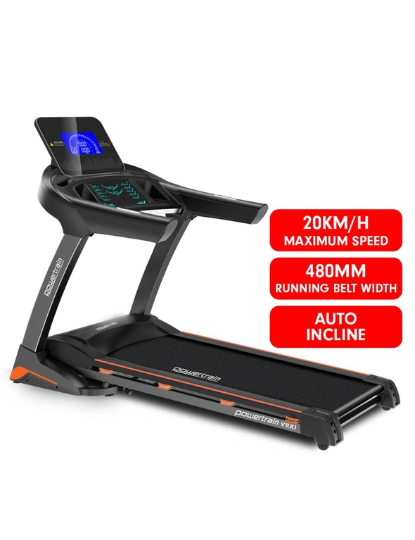 Powertrain V100 Foldable Treadmill Auto Incline Home Gym Cardio, hi-res image number null