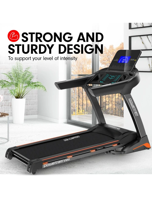 Powertrain V100 Foldable Treadmill Auto Incline Home Gym Cardio, hi-res image number null