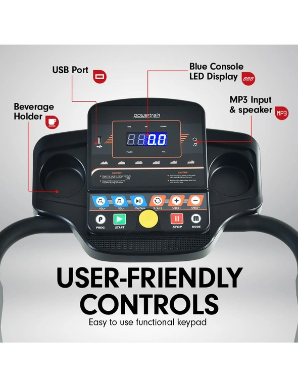Powertrain V25 Foldable Treadmill Home Gym Cardio Walk Machine, hi-res image number null