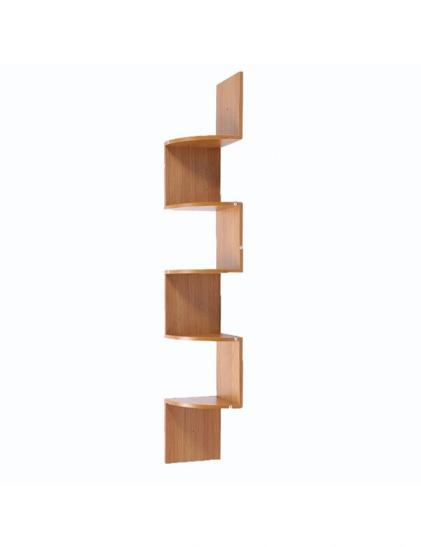 Sarantino Corner Wall Shelf Display Storage Shelves - Beech, hi-res image number null