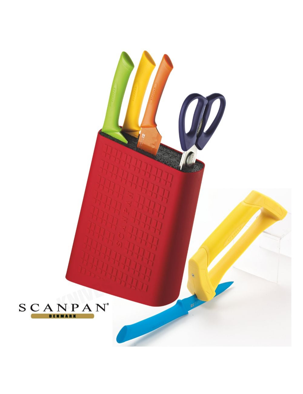 Scanpan Spectrum 6-Piece Uni Colour Block Knife Set Shears & Knives &  Sharpener 18759