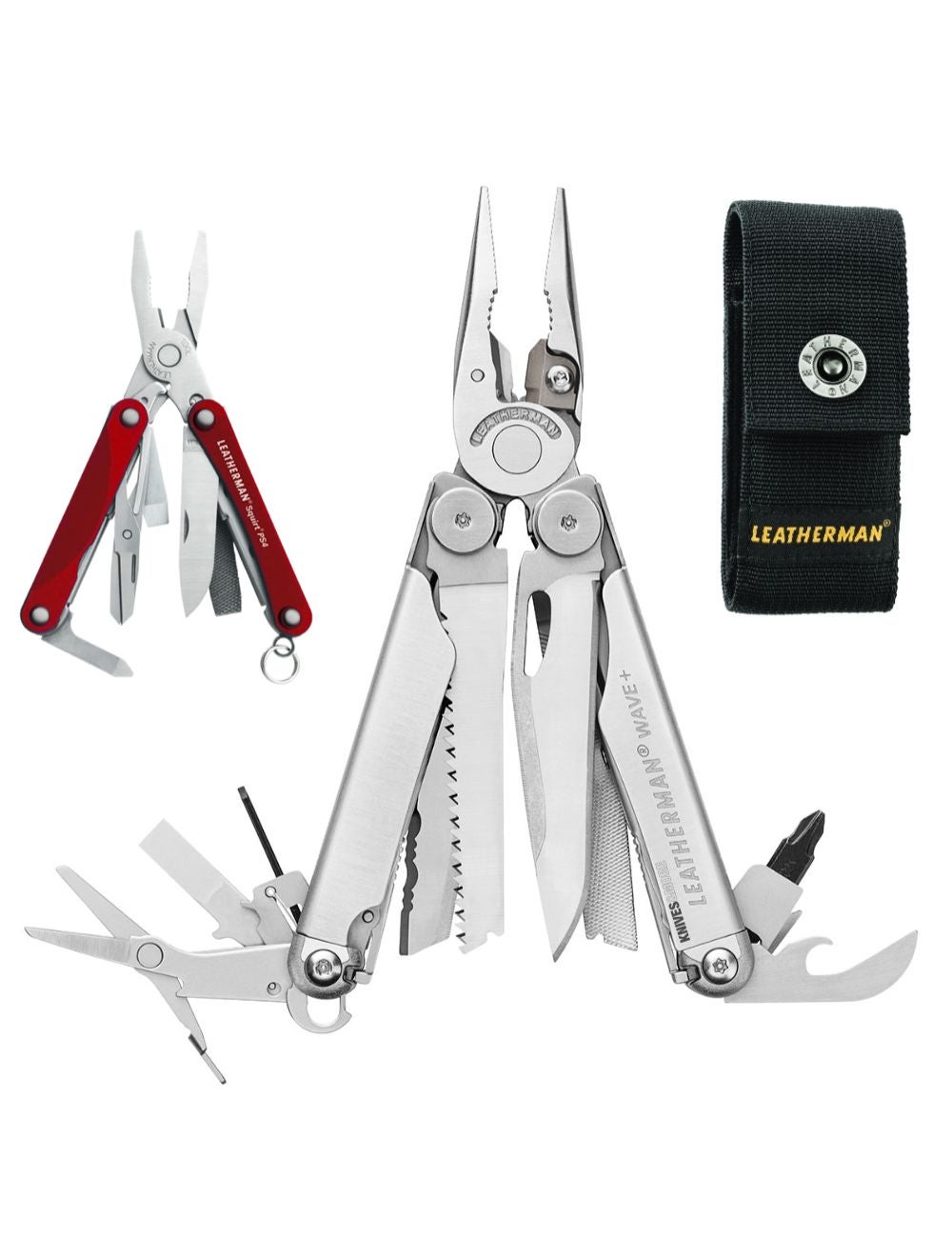 Leatherman Wave + Plus Stainless Multi-Tool & Nylon Sheath & Red Squirt