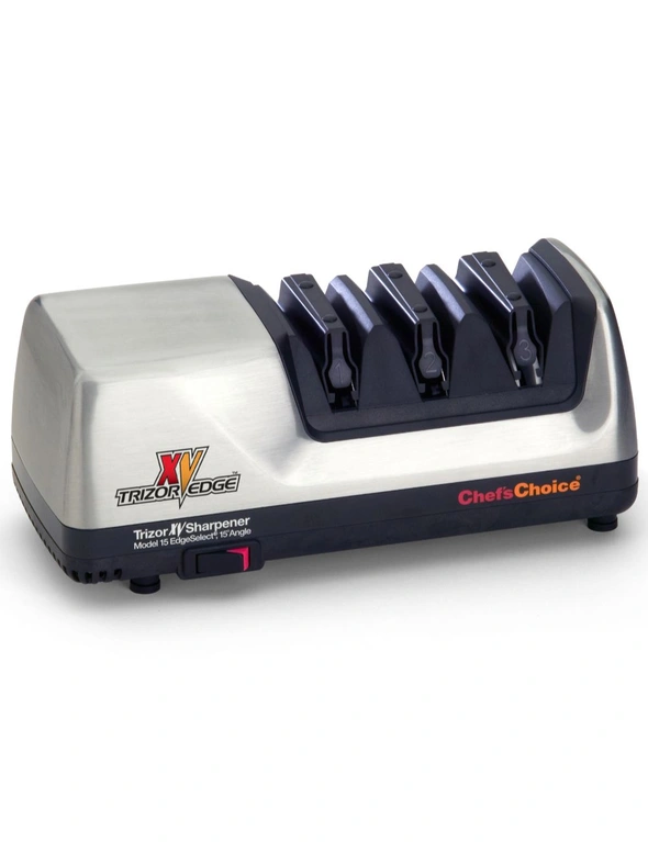 This professional 3 stage electric knife sharpener keeps 20 degree