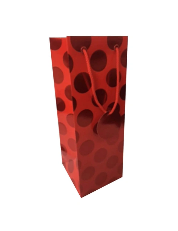 Ozcorp Foil Dot Bottle Gift Bag (Red), hi-res image number null