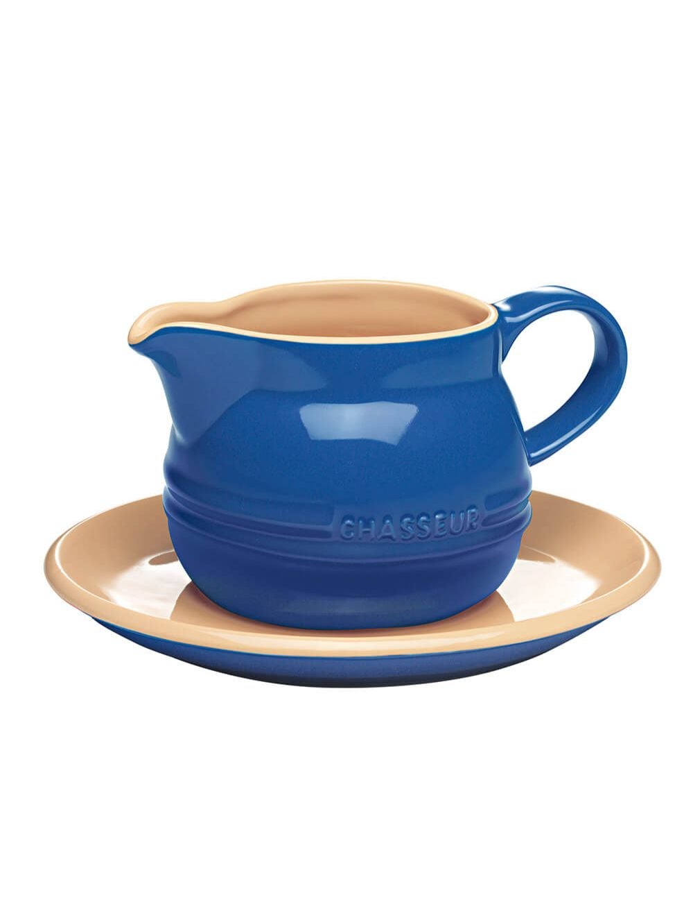 BLUE Chasseur La Cuissn Gravy Boat and Saucer W Lane