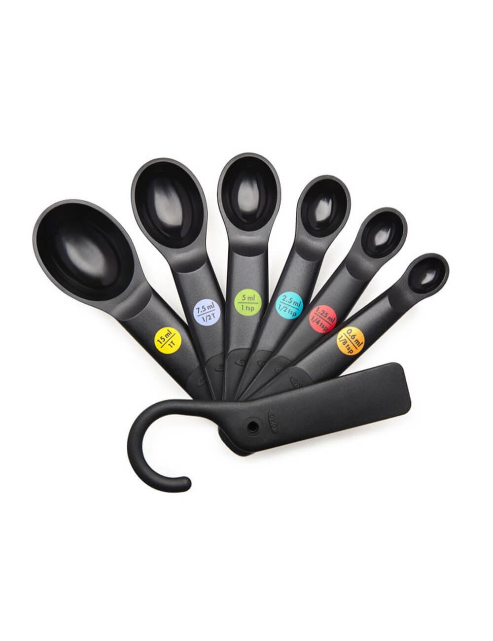 5 OXO Good Grips Measuring Spoons Black 1 T ~ 1/2 T ~ 1/2 tsp ~1/4