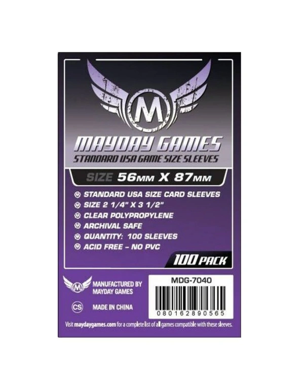 Mayday: 100 Standard USA Game Size Sleeves (Purple), hi-res image number null