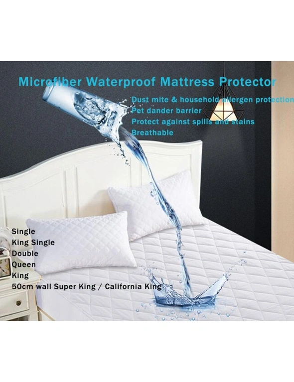 Linen Comfort Waterproof Fully Fitted Microfibre Mattress Protector Anti Allergy, hi-res image number null