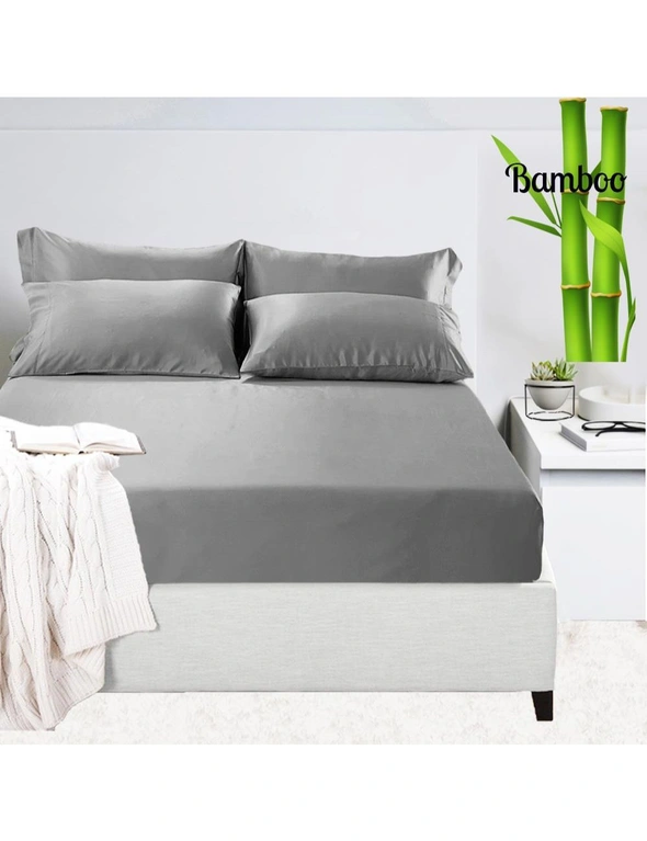 Home Essentials  Luxury 1200TC Organic Bamboo Cotton Sateen Fitted Sheet Set Hypoallergenic, hi-res image number null