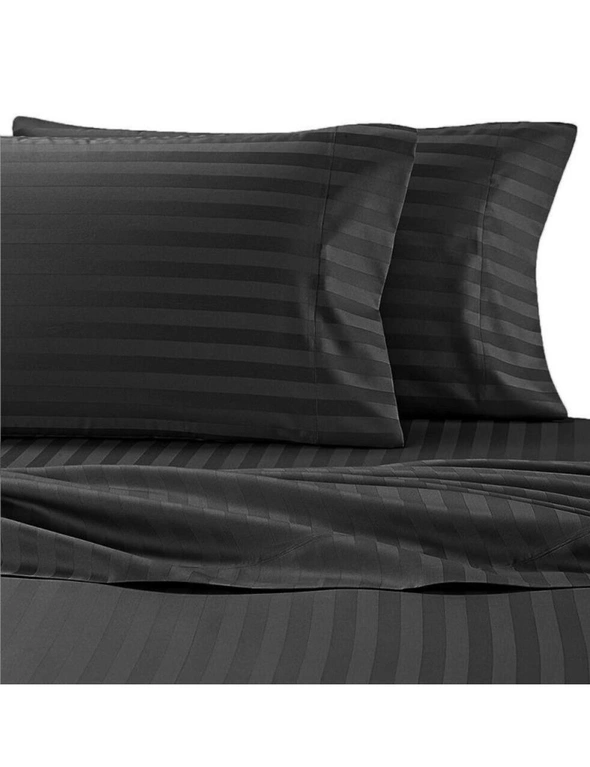 Home Essentials  1800TC Delux Ultra Soft 2cm Striped Embossed Microfibre Fitted Sheet Set, hi-res image number null