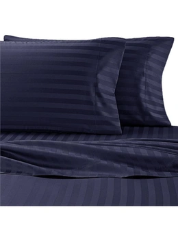 Home Essentials  1800TC Delux Ultra Soft 2cm Striped Embossed Microfibre Fitted Sheet Set