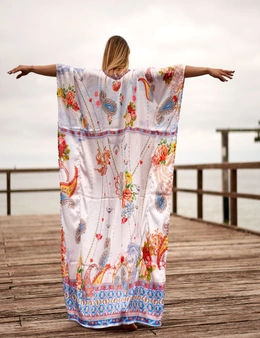 Silk Kaftan,Silk floral print Beach Coverup,Womens Silk Kaftan,Full Length Silk Caftan,Silk Resort Wear For Women,Long Silk Dress, 002