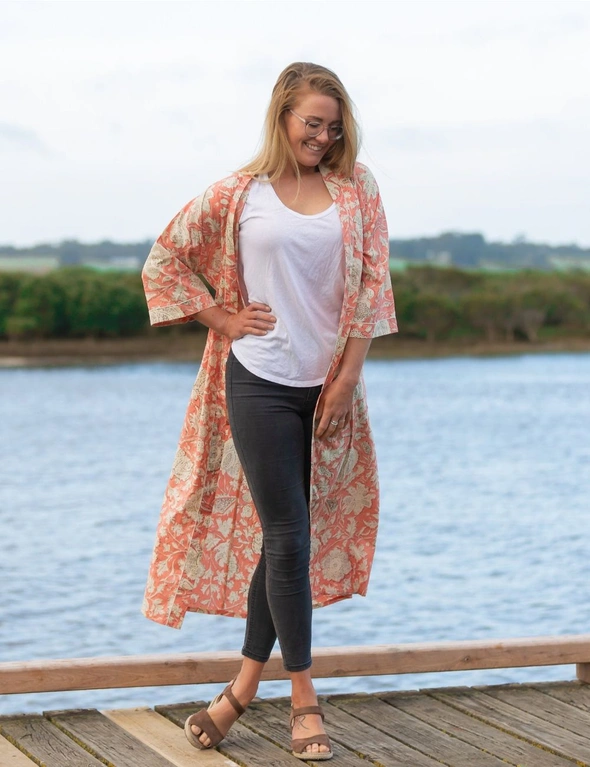 Linen Connections Pure Cotton Kimono Robe, hi-res image number null