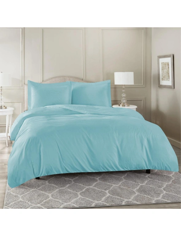 Luxor Aqua Color 1000TC 100% Cotton Quilt Doona Duvet Cover Pillowcase Set, hi-res image number null