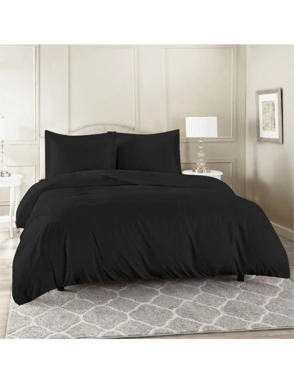 Luxor Black Color 1000TC 100% Cotton Quilt Doona Duvet Cover Pillowcase Set, hi-res image number null