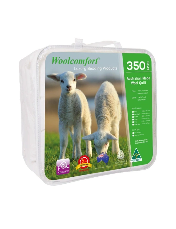 Woolcomfort 350GSM 100% Australian Made Merino Wool Quilt, hi-res image number null