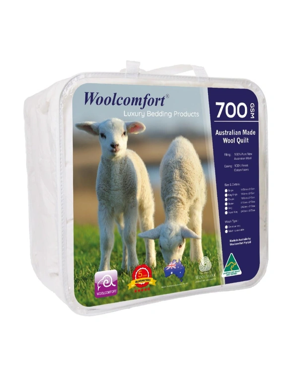 Woolcomfort 700GSM 100% Australian Made Merino Winter Warm Wool Quilt, hi-res image number null