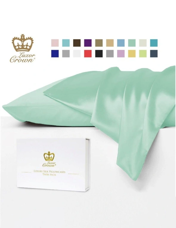 Luxor Crown Mulberry Silk Pillowcases -  Set of 2, hi-res image number null