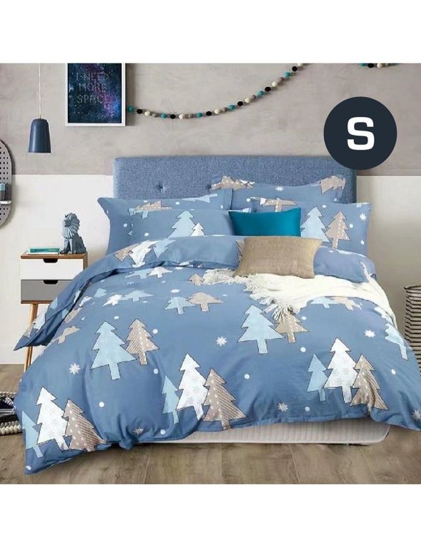 Dreamfields Periwinkle Christmas Tree Design Quilt Cover Set, hi-res image number null