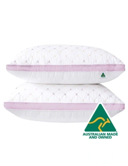 Luxor Aus Made Twin Pack Hotel Quality Pink Diamond Checked Ultra Plush Soft Pillow