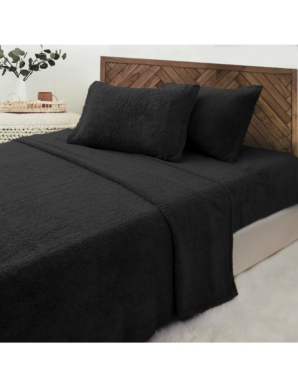 Luxor Teddy Bear Fleece Fitted Flat Sheet + Pillowcase Set, hi-res image number null