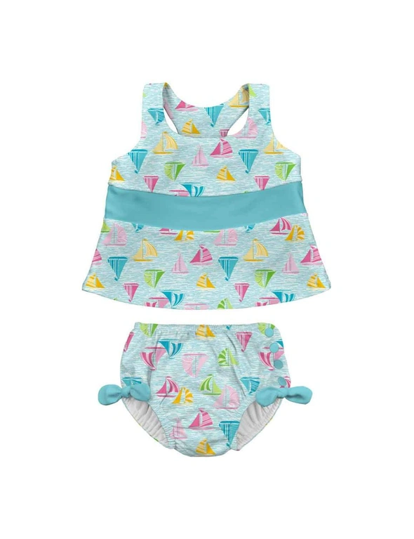 Bow Tankini Swimsuit Set with Snap Reusable Absorbent Swim Diaper, hi-res image number null