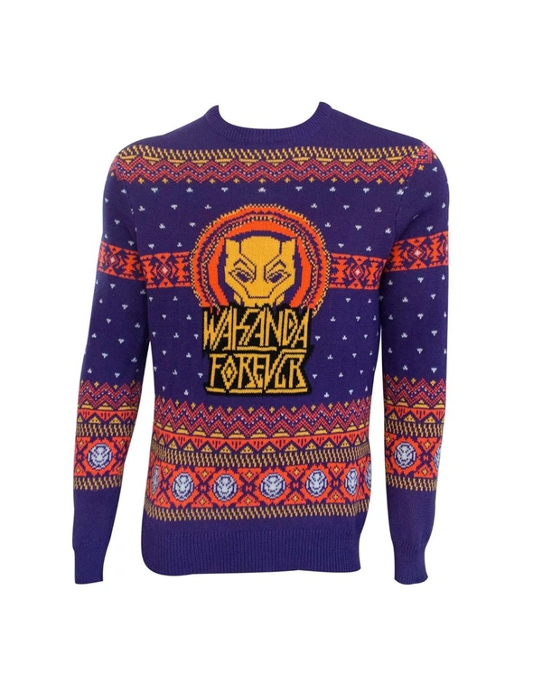Black Panther Purple and Orange Ugly Christmas Sweater, hi-res image number null