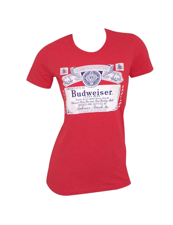 Budweiser Label Women's Red T-Shirt, hi-res image number null