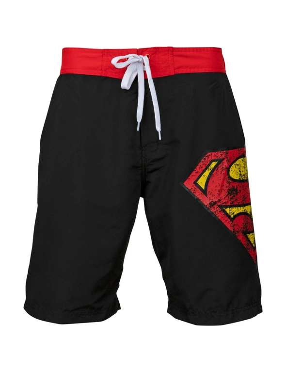Superman Symbol Black Swim Board Shorts, hi-res image number null