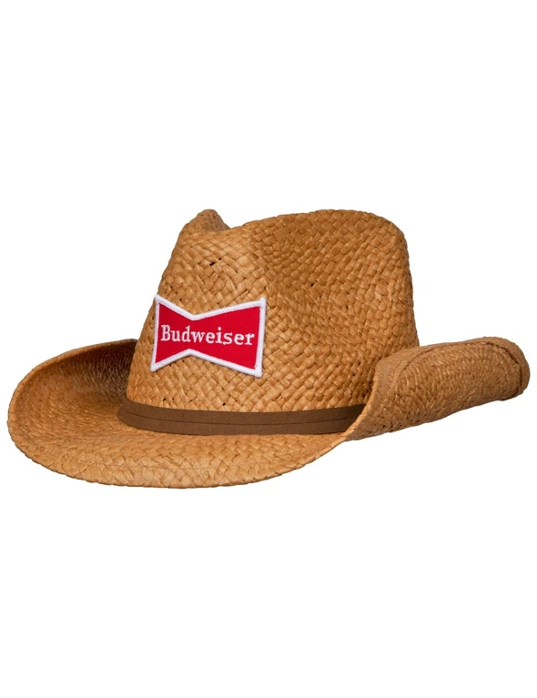 Budweiser Straw Cowboy Hat With Brown Band, hi-res image number null