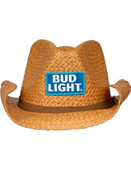 Bud Light Straw Cowboy Hat With Brown Band