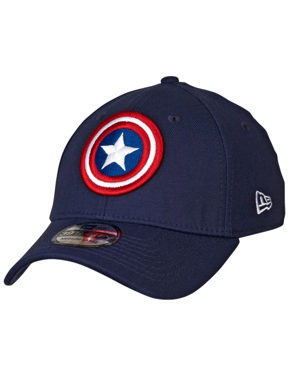 Captain America Shield Symbol Color Block New Era 39Thirty Fitted Hat, hi-res image number null