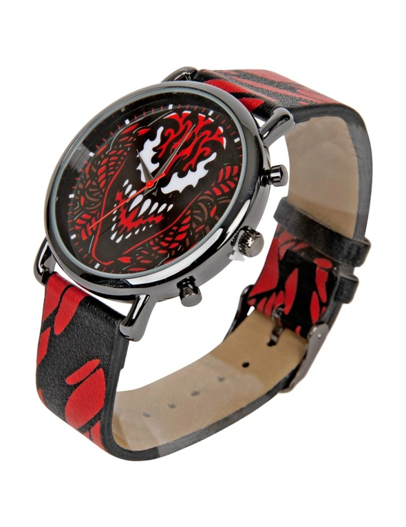 Carnage Face and Symbiote Watch with Faux Leather Strap, hi-res image number null