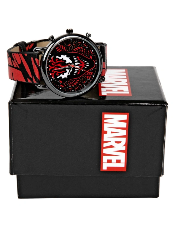 Carnage Face and Symbiote Watch with Faux Leather Strap, hi-res image number null