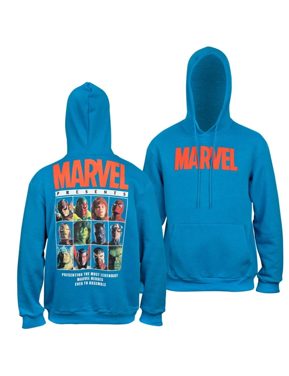 Marvel Brand Text Puff Print Hoodie With Character Line Up Back Print, hi-res image number null