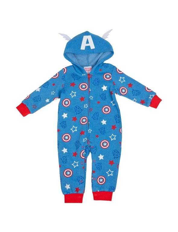 Marvel Captain America Shields and Stars Hooded Romper, hi-res image number null